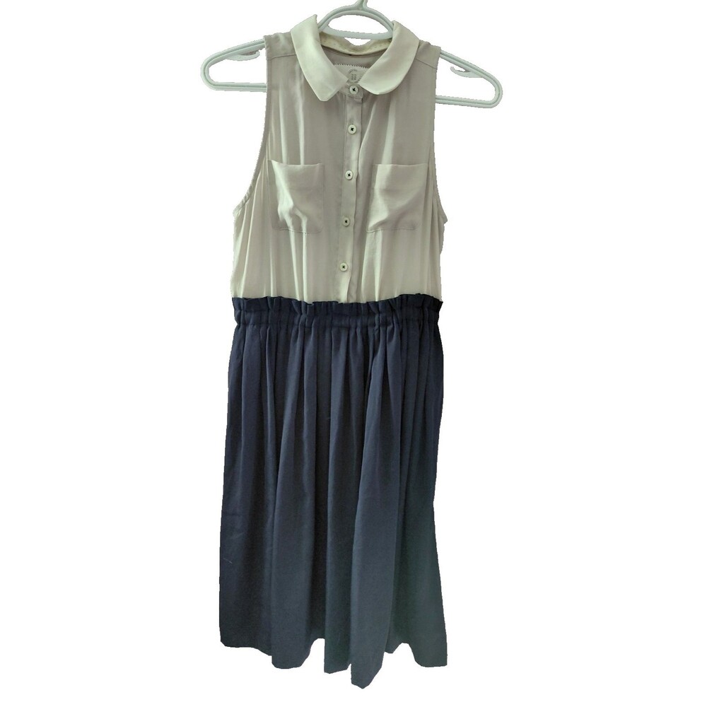 Anthropologie Postmark Midi Length Button Down Dress Removable Collar Sz 2